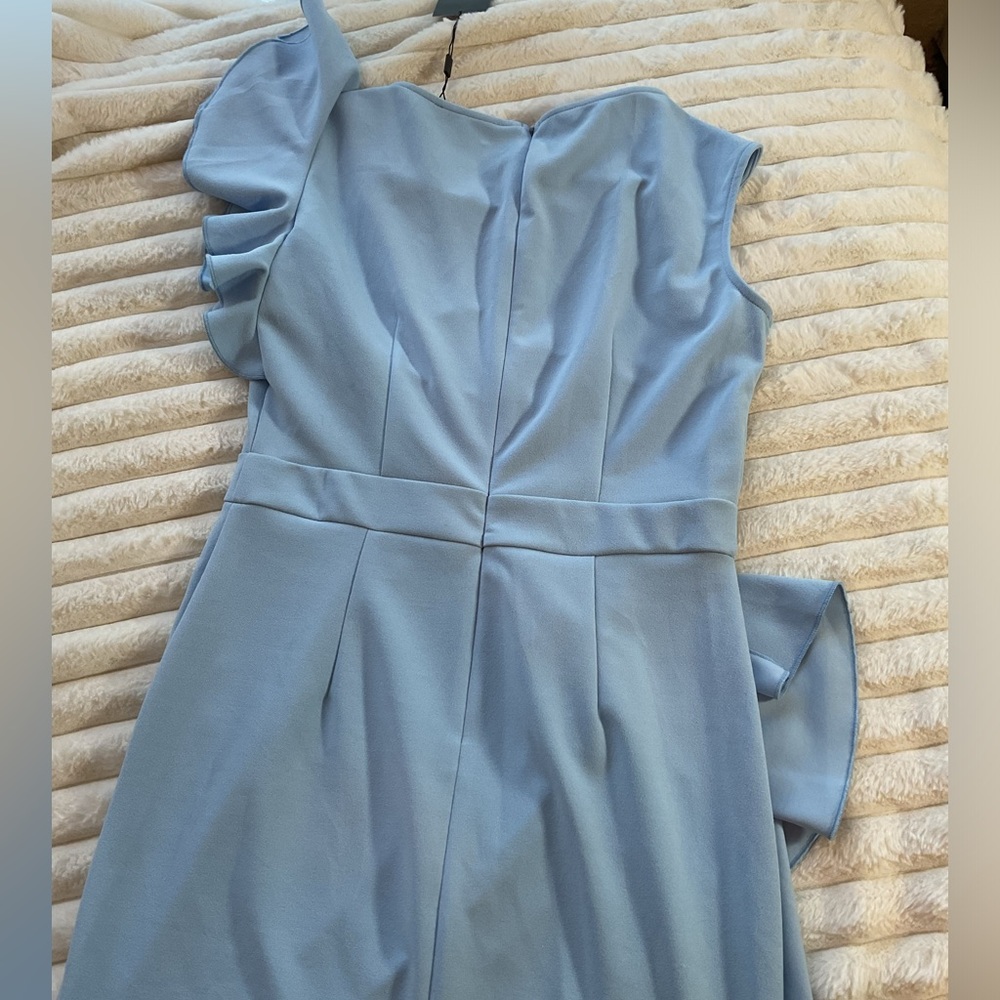 New Money RUFFLED BLUE PENCIL DRESS - Picture 11 of 15
